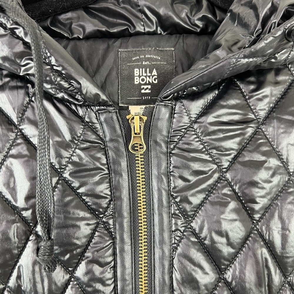 Billabong Puffy Hooded Jacket Y2K Shiny faerie‎ Grunge Goth Small - Picture 3 of 7